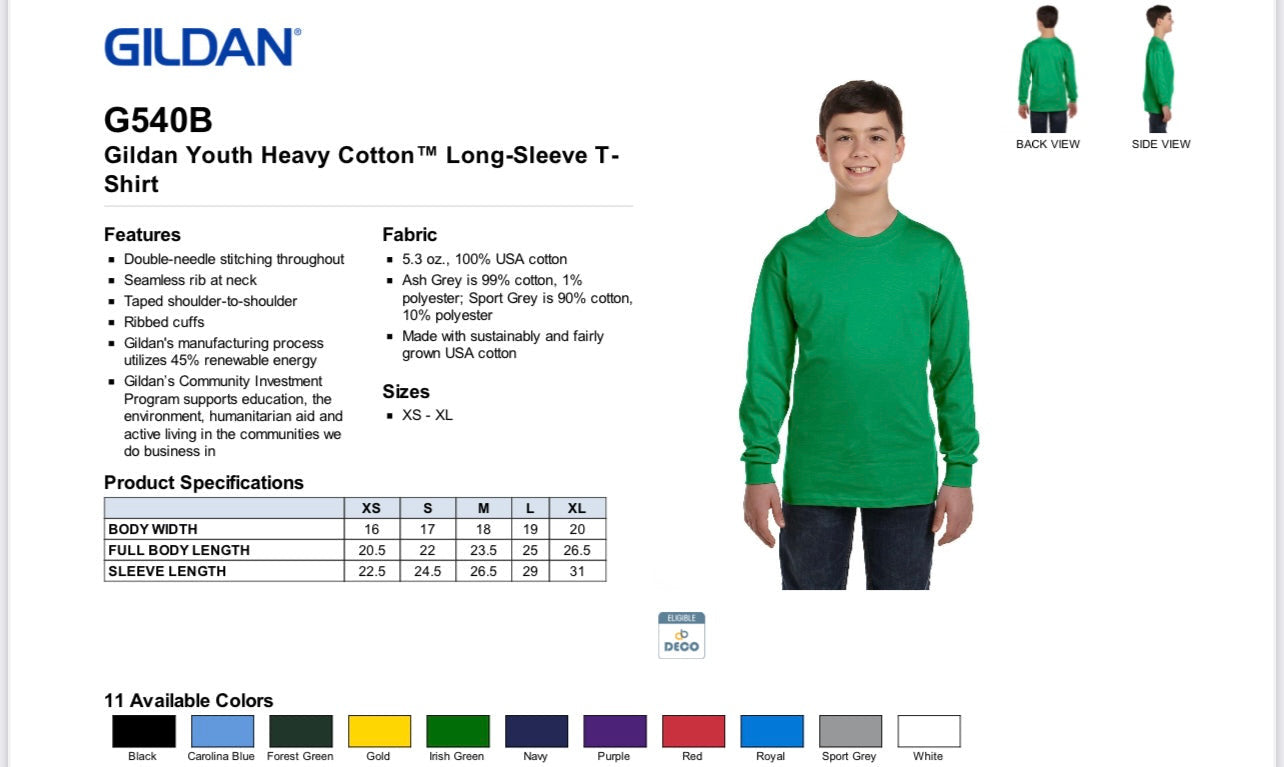Youth Gildan Long Sleeve Tee