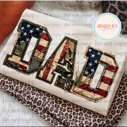 Faux Stitch Flag Dad Tee