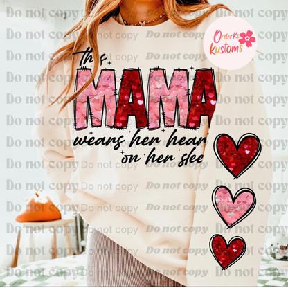 Faux Sequins Mama with Names