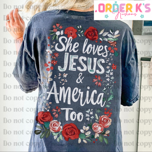 Floral Jesus & America Tee