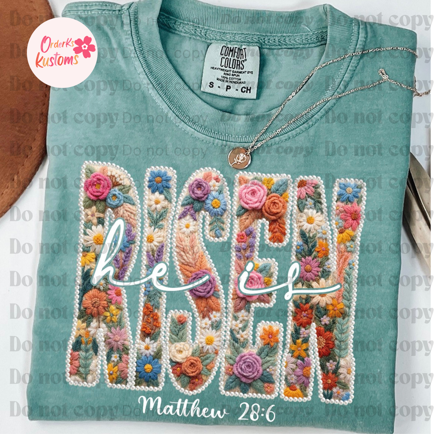 Floral he is risen tee