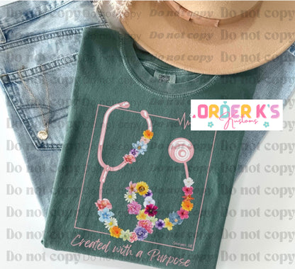 Floral Stethoscope Tee