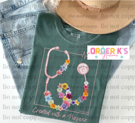 Floral Stethoscope Tee