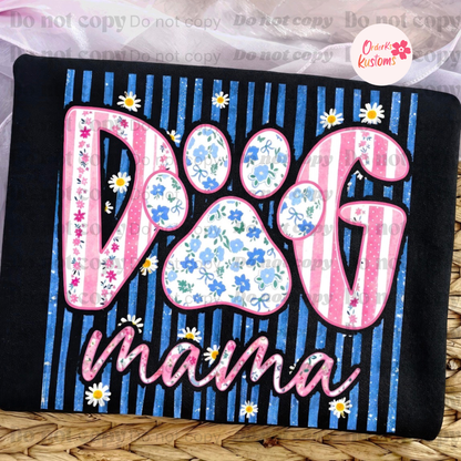 Pink and Blue Dog Mama Tee