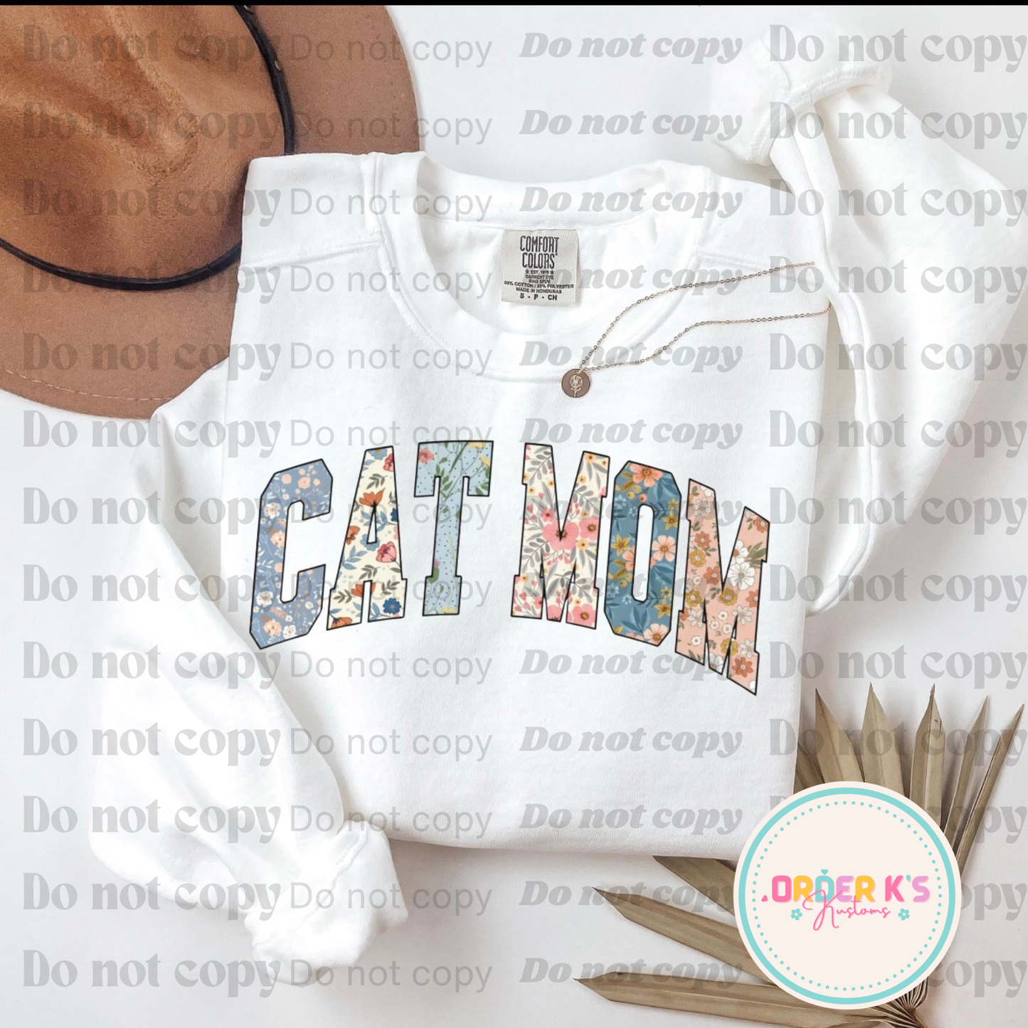 Vintage Floral Cat Mom Tee