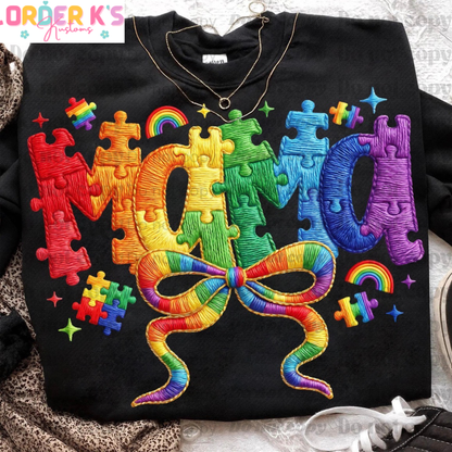Faux Yarn Puzzle Mama Tee