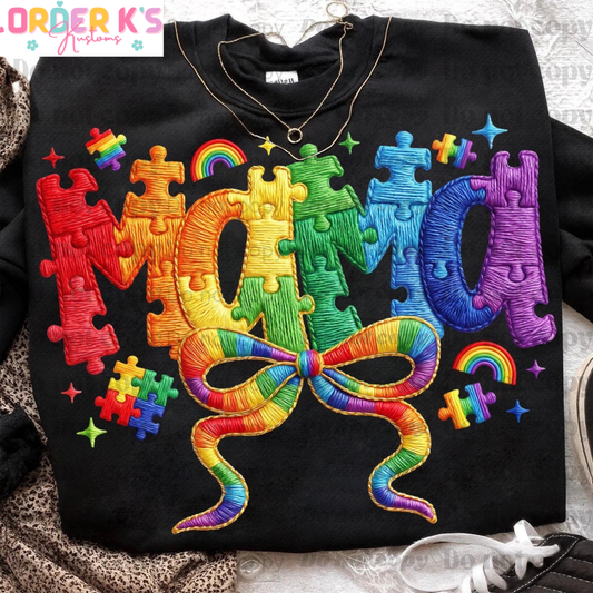 Faux Yarn Puzzle Mama Tee