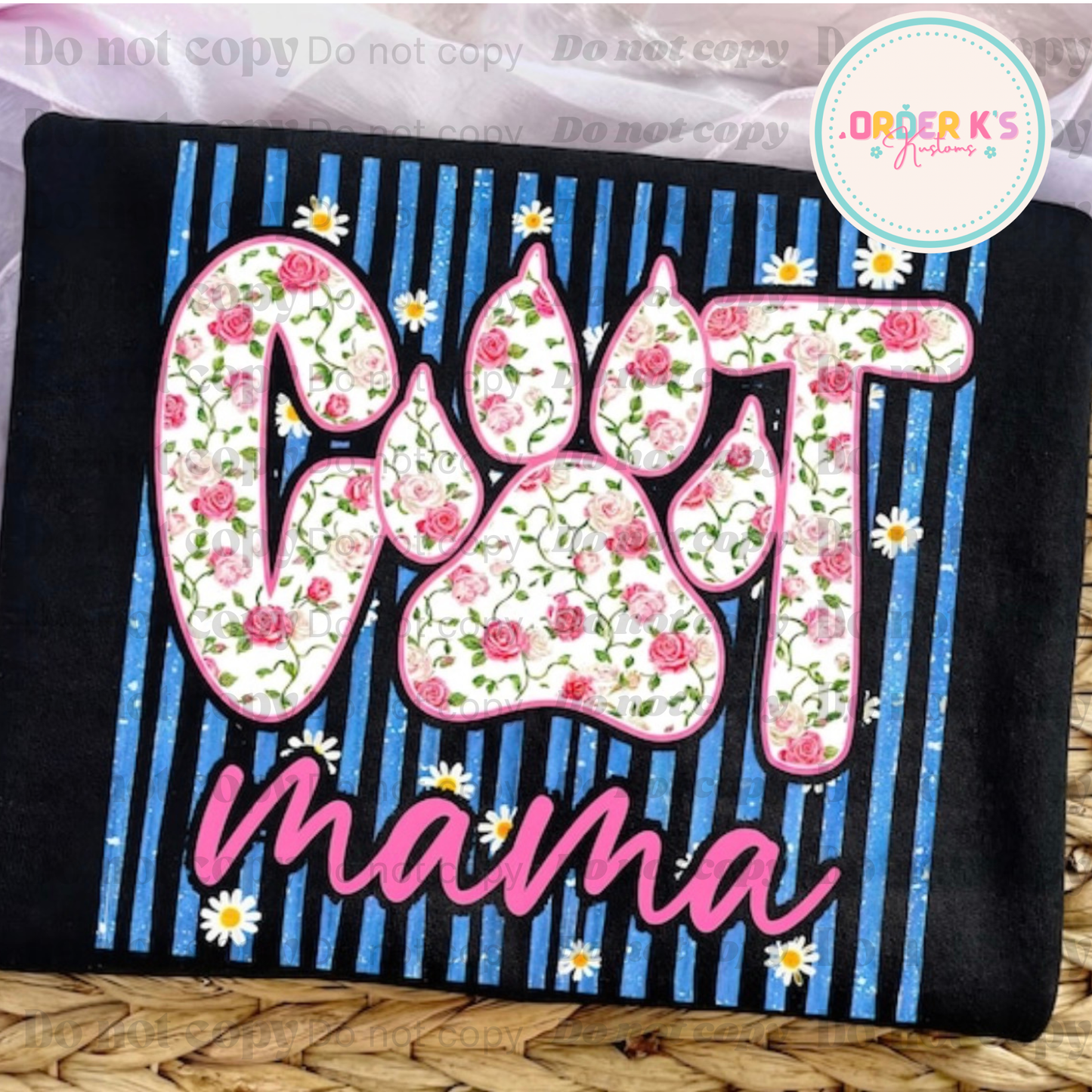 Pink & Blue Cat Mama Tee