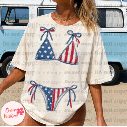 Patriotic Faux Yarn Bikini Tee
