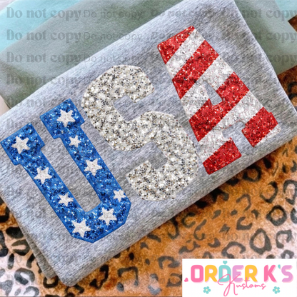 Faux Glitter USA Tee
